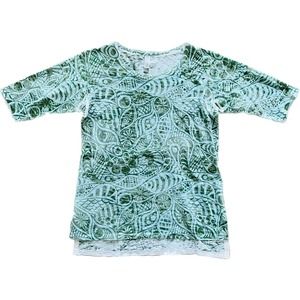 Whimsy Rose Women's Blouse Large Blue Green Sundance Catalog Large